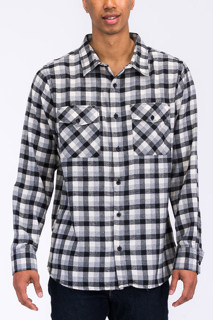 Long Sleeve Checkered Plaid Brushed Flannel - Colorways 2