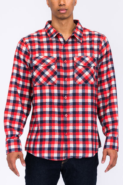 Long Sleeve Checkered Plaid Brushed Flannel - Colorways 2