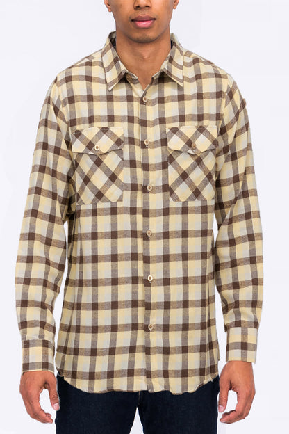 Long Sleeve Checkered Plaid Brushed Flannel - Colorways 2